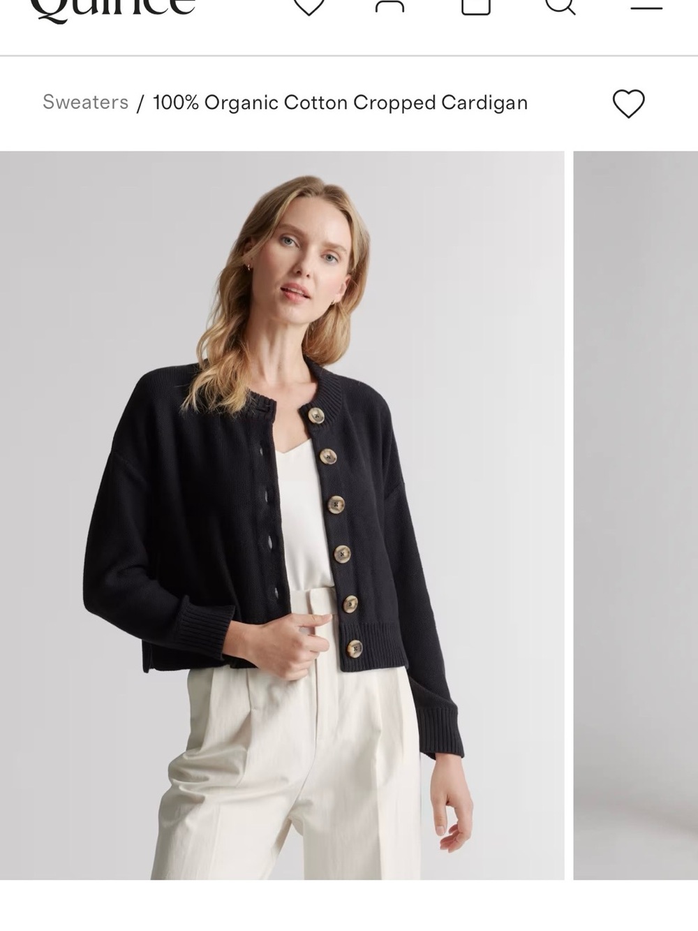 Quince Cotton Cropped Cardigan - Picture 4 of 5